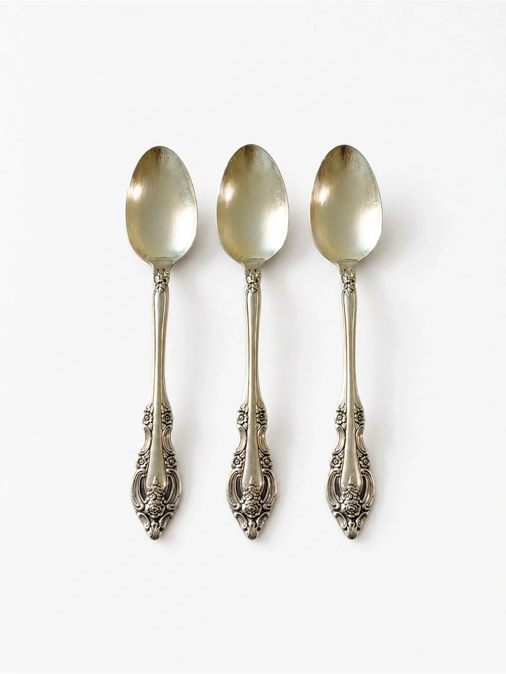 Vintage Community Silverplate Teaspoons – Set of 3 Ornate Floral Spoons